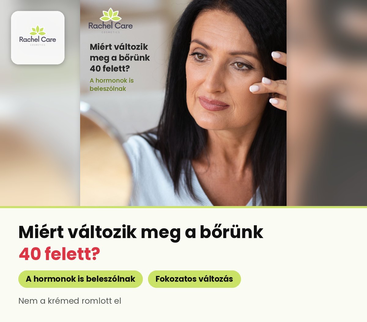 Negyven feletti nő a tükörben vizsgálja az arcbőrét – Miért változik meg a bőrünk 40 felett?